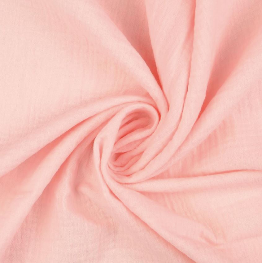 Tissu double gaze de coton rose nude vendu mètre coupe coloris