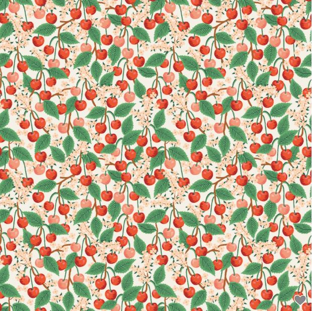 Tissu coton -CERISES - White - RIFLE PAPER AND CO (vendu x10cm) Tissus Rifle Paper Co | Gaspard et Léonie Tissus en ligne et Mercerie à Toulouse